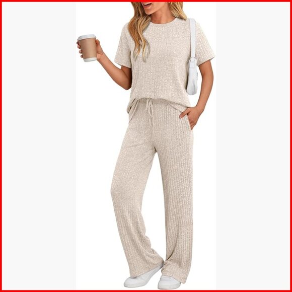 Lightweight Ribbed Lounge Set Travel-Ready Wrinkle-Resistant Pajamas